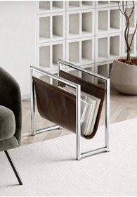 Resim LARADESİGN Koltuk Yanı Dergilik Gazetelik Kitaplık Krom Plaklık 