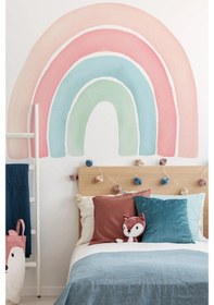Resim MSticker Soft Pastel Tonlarda Büyük Boy Gökkuşağı Çocuk Odası Sticker Seti 