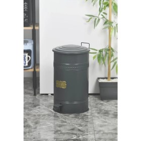 Resim Pedallı Metal Galvaniz Mutfak Banyo Kapaklı Çöp Kovası 30 Lt Antrasit 