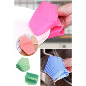 Resim Silikon Yanmaz Fırın Eldiveni 2 Adet Tencere Taşıma Tutacağı Fırın Tutacağı 