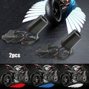 Resim 2 adet Motosiklet LED Projeksiyon Işıkları - 12V Melek Kanatları Tasarımı, Motosikletler ve Elektrikli Scooterler için Evrensel Uygunluk, Ortam Işığı ile Ambalans Işığı ile Modifikasyon Dekoratif Lamba, Motosiklet LED Işıkları, Pil Olmadan 
