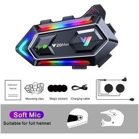 Resim Y20 Max Motosiklet Kask Interkom V5.3 Eller Serbest Çağrı Kiti 1000 Mah 2 Rider 1pc Soft Mic 