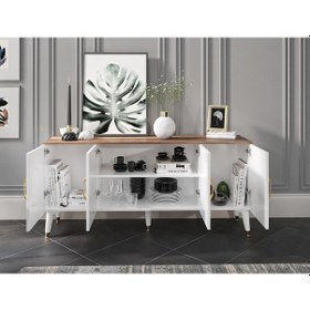 Resim Kznhome Yağmur Çok Amaçlı Modern Konsol - Cevizbeyaz Tamamı 1. Kalite Mdf 