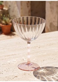 Resim The Mia Ayaklı Cam Dondurma Kasesi Pembe Beyaz 280 Ml 
