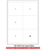 Resim BK-2006 Ebat 99.1 x 93.1 mm Lazer Etiket A4 Sayfada 6 Etiket 