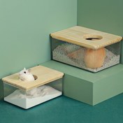 Resim 1 Adet Çift Kullanımlı Hamster Banyo & Tuvalet Kutusu - Havalandırma Delikli Akrilik İki Bir Arada Tuvalet ve Küvet, Dayanıklı Kolay Temizlenebilir Tasarım Küçük Evcil Hayvanlar İçin 