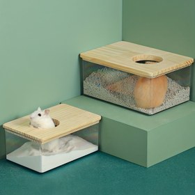 Resim 1 Adet Çift Kullanımlı Hamster Banyo & Tuvalet Kutusu - Havalandırma Delikli Akrilik İki Bir Arada Tuvalet ve Küvet, Dayanıklı Kolay Temizlenebilir Tasarım Küçük Evcil Hayvanlar İçin 