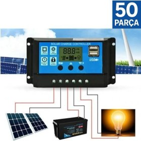 Resim 50'li Paket Güneş Paneli Akü Şarj Kontrol Cihazı 20 AMPER-12V 24V 