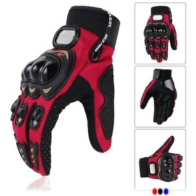 Resim 2025 Motosiklet Eldiveni Kırmızı 3 Mevsim Korumalı Dokunmatik Kaymaz Elastik Kumaş 