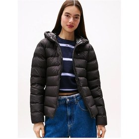 Resim Tommy Hilfiger Kadın Marka Bayrak Logolu Sabit Kapüşonlu Kapitone Dolgulu Siyah Mont Dw0dw21617 Bds-10194 Siyah 