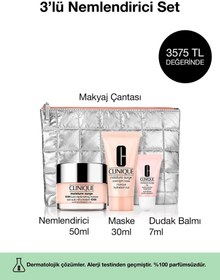 Resim Clinique moisture surge™ megastars 3 ürünlü nemlendirici seti - yüz kremi 50ml, maske 30ml, balm 7ml, çanta 