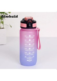 Resim 600ml/750ml/1000ml Spor Şişesi Zaman Ölçeği İle Açık Degrade Renk İçme Suyu 600ml Pink-d 600ml To 1000ml 600ml Pink-d 
