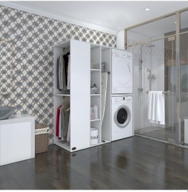 Resim Kenzlife Çamaşır-Kurutma Makinesi Dolabı Ve Giysi Dolabı Kazvini Sol Byz 180 160 60 % 100 Full Mdf Çok Renkli 