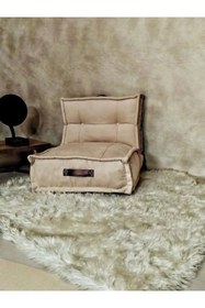Resim Fermuarlı Yıkanabilir Katlanır Çok Amaçlı Yer Minderi 60x60 cm Taşınabilir Minder Krem 