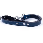 Resim Doggie Konforlu Deri El Yapımı Köpek Gezdirme Kayışı 3 x 100 CM Mavi 