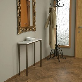 Resim Evka Shiny Dresuar Eskitme Pirinç Beyaz Lake Tabla 