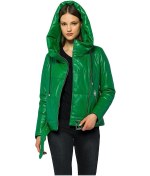 Resim Basics&more Kadın Kapüşonlu Şişme Hakiki Deri Ceket - Elle 001 