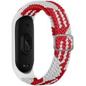 Resim Xiaomi Mi Band 3 Uyumlu KRD-49 Örgü Zore Kordon-Kırmızı-Beyaz 