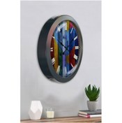 Resim Bahat Salon Ofis Duvar Saati Gri Metal Çerçeve 36 Cm 
