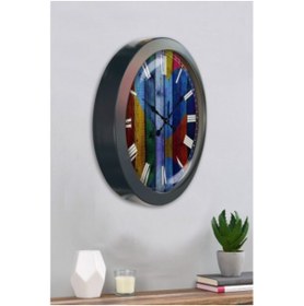 Resim Bahat Salon Ofis Duvar Saati Gri Metal Çerçeve 36 Cm 