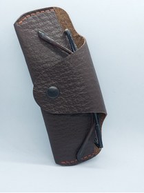 Resim sorte store Hakiki Deri Koyu Kahverengi Unisex Gözlük Kılıfı 