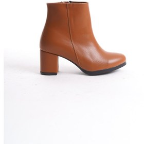 Resim Kadın Liva Düz Topuklu Kısa Bot Taba Deri 