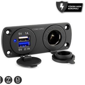 Resim Ch-31 2'si 1arada Araç Şarj Cihazı Çift Usb + Çakmak Girişi 