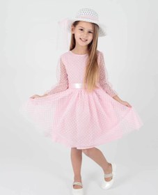 Resim AHENGİM Kids Kız Çocuk Şapkalı Ve Tül Dantel Trend Abiye Elbise Ak2228 