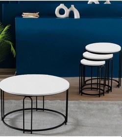 Resim Zigon Sehpa Ve Orta Sehpa Set Lenka Beyaz Suntalam Siyah Ayaklı Zigon-orta-sedaş Beyaz 