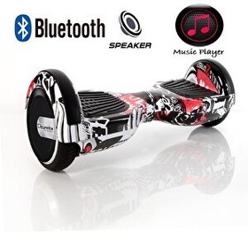 Resim Citymate CS-600 Kasa Siyah Beyaz Grafity 6.5" Bluetooth Hoparlörlü Elektrikli Kaykay Hoverboard 