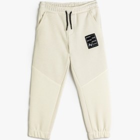 Resim Koton Jogger Eşofman Altı Beli Bağlamalı Şardonlu Renk Bloklu Beyaz 5wkb40114tk Beyaz 