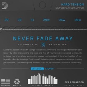 Resim D'Addario XTC46TT XT Serisi Klasik Gitar Tel Seti (Hard Tension - Titanyum) 