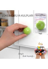 Resim Sert Plastik Düğme Yuvarlak Top Yeşil Dolap Mobilya Mutfak Dolabı Çekmece Kulbu Kulpu Kulplar 