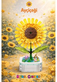 Resim Mikro Blok Ayçiçeği Çiçek Setleri Mini Lego - Çiçek - Blossom Çiçek 