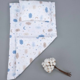 Resim Alt Açma Matı ve Yastık - Çift Taraflı - Mavi Bulut 