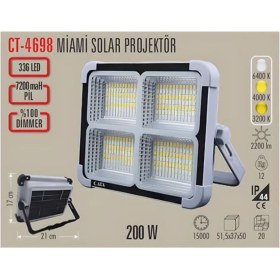 Resim Cata 200W Solar Cata CT-4698 Solar Şarjlı Güneş Enerjili 
