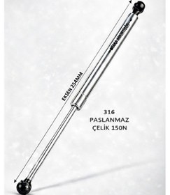 Resim Paslanmaz Inx 316 Gazlı Amortisör Marine Tip - Taka 254mm 150n - Tekne Ve Yat Tipi 4 Adet 
