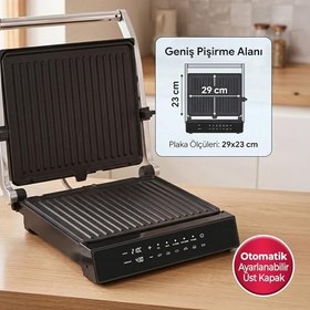 Resim Sinbo SSM-2596 Dijital Izgara ve Tost Makinesi - 2000W, Çıkarılabilir Döküm Plakalı, 4 Dilim Kapasiteli, Gri 