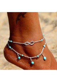 Resim Brezza Lusso Jewelry Sonsuzluk Mavi Boncuklu Bayan Ayak Halhal Gümüş 