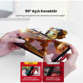 Resim Ugreen 90 Derece Açılı Lightning Apple iPhone Uyumlu Şarj ve Data Kablosu Kırmızı 1 Metre 