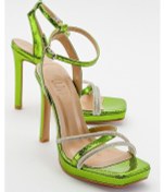 Resim Luvishoes Osea Yeşil Desenli Kadın Topuklu Ayakkabı 