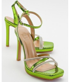Resim Luvishoes Osea Yeşil Desenli Kadın Topuklu Ayakkabı 