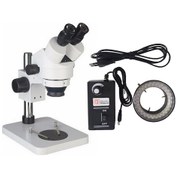 Resim Binoküler Stereo Zum Mikroskop Halka Ledli Endüstriyel Mikroskop 