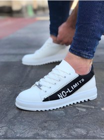 Resim WG Fashion Mp027 Bt Bağcıklı No Limits Yazılı Ortopedik Yüksek/kalın Taban Erkek Sneaker Beyaz/siyah 