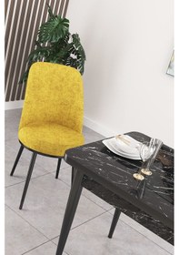 Resim Canisa Concept Nil Serisi 70x110 Sabit Mutfak Masası Takımı Siyah Mermer Desen Masa 2 Hardal Sandalye Masa Beyaz Sandalyeler Hardal 