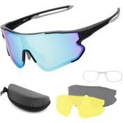 Resim Youtek Pc Çerçeveli Polarize Bisiklet Gözlüğü - 3 Lensli, Uv400 Koruma, Rahat Burun Pedi Siyah - Gri 