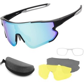 Resim Youtek Pc Çerçeveli Polarize Bisiklet Gözlüğü - 3 Lensli, Uv400 Koruma, Rahat Burun Pedi Siyah - Gri 