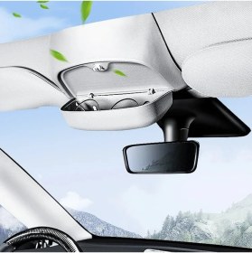 Resim Bir Aksesuar Al Tesla Model Y Gözlük Kabı - Premium Yumuşaçık Kumaş Kaplı - (Legacy Modeli için Uygundur) 