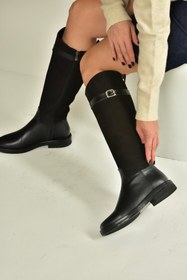 Resim Fox Shoes V654002803 Siyah Hakiki Deri Düz Tabanlı Binici Çizmesi 