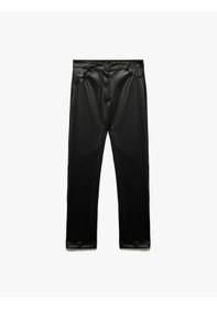 Resim Koton Normal Bel Slim Fit Cepli Suni Deri Pantolon Siyah 6wak40014pw Siyah 